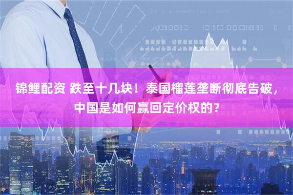 锦鲤配资 跌至十几块！泰国榴莲垄断彻底告破，中国是如何赢回定价权的？