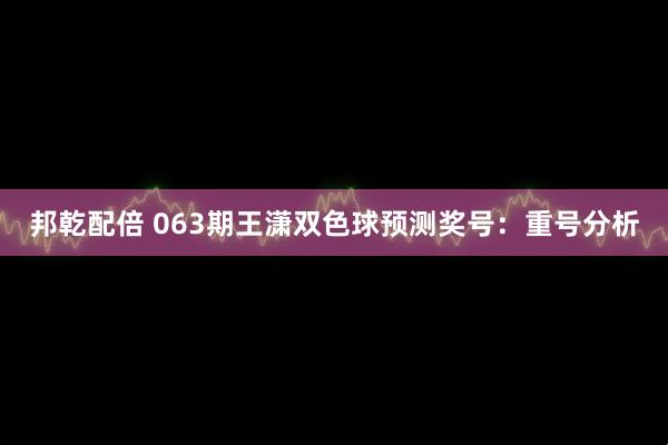 邦乾配倍 063期王潇双色球预测奖号：重号分析